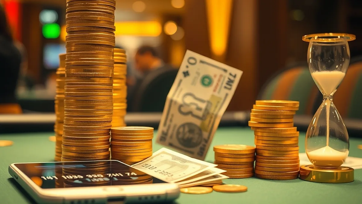 Coins and notes moving toward a phone, illustrating Lizaro withdrawal times